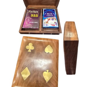 Playing Card Wooden Box with 2 Packs of Playing Cards