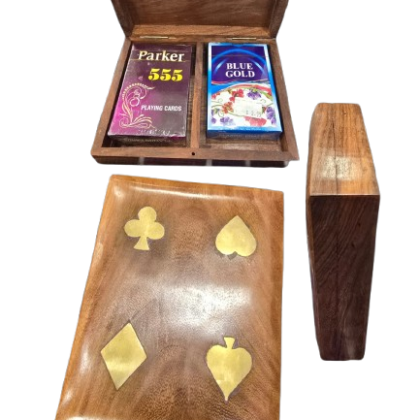 Playing Card Wooden Box with 2 Packs of Playing Cards